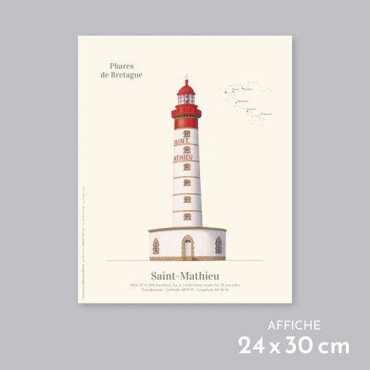 Affiche Illustr e Saint Mathieu Collection Phares De Bretagne