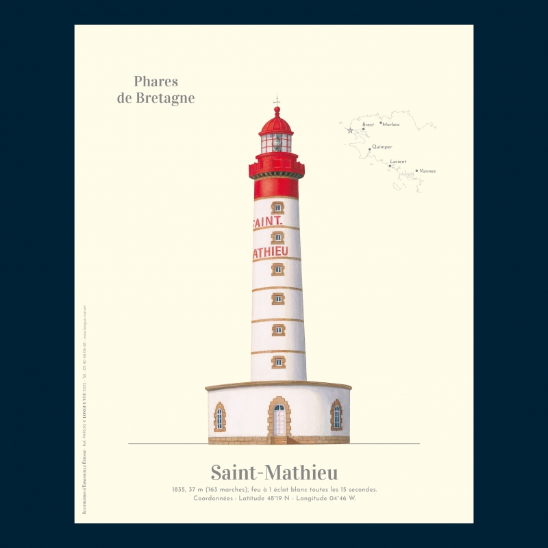 Affiche Illustr e Saint Mathieu Collection Phares De Bretagne