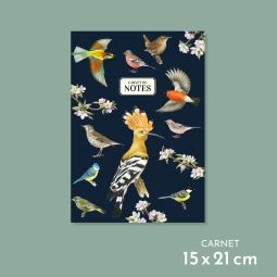 Carnet A5 - Oiseaux - bleu